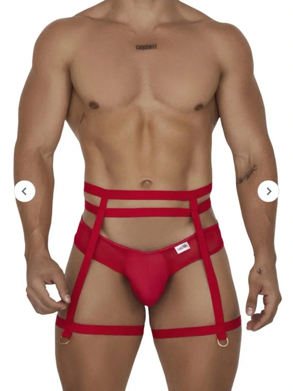 S/M | L/XL CandyMan Red Garter Thongs Two Piece Set 99677